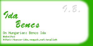 ida bencs business card